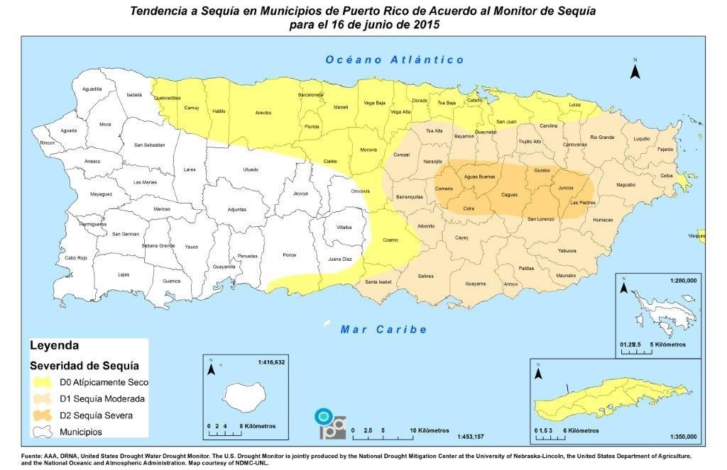 Mapa de municipios en sequía. 